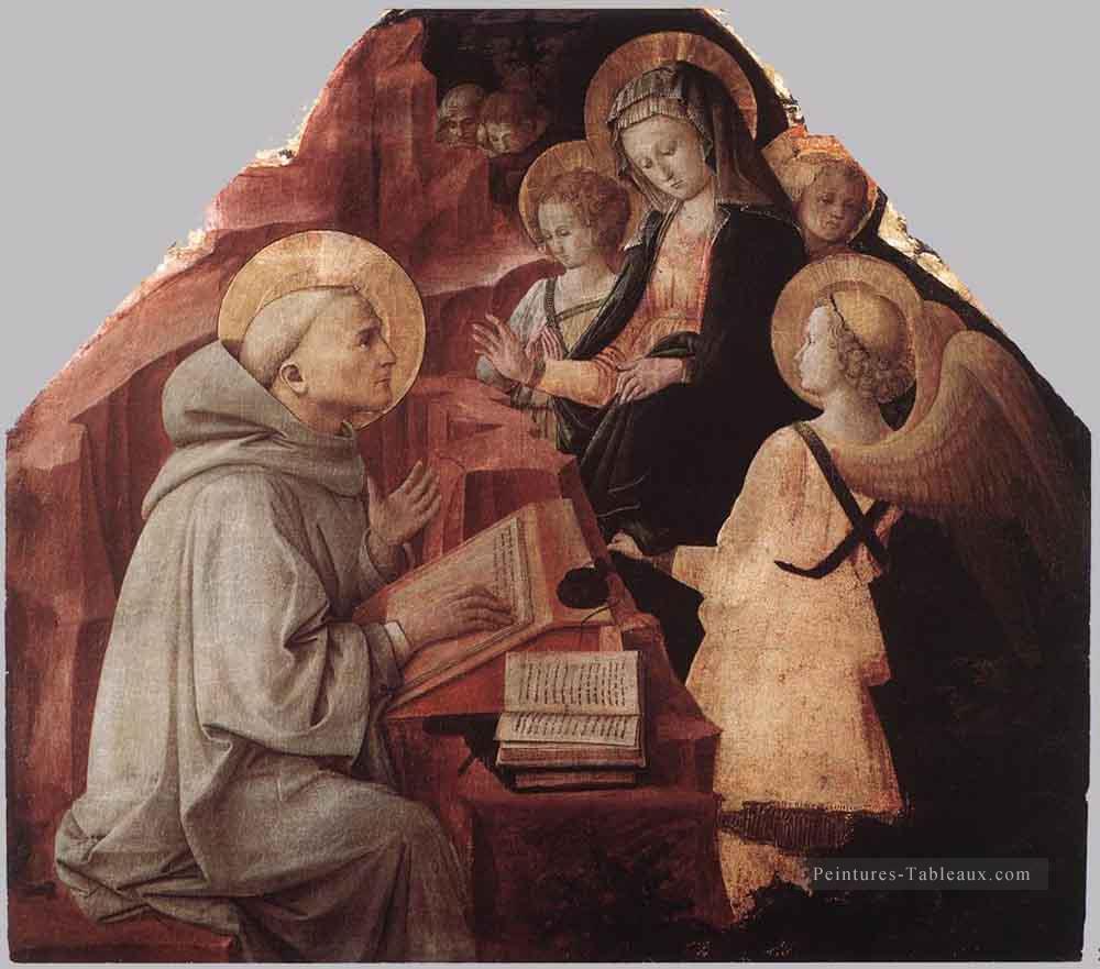 La Vierge apparaît à St Bernard Renaissance Filippo Lippi Peintures à l'huile